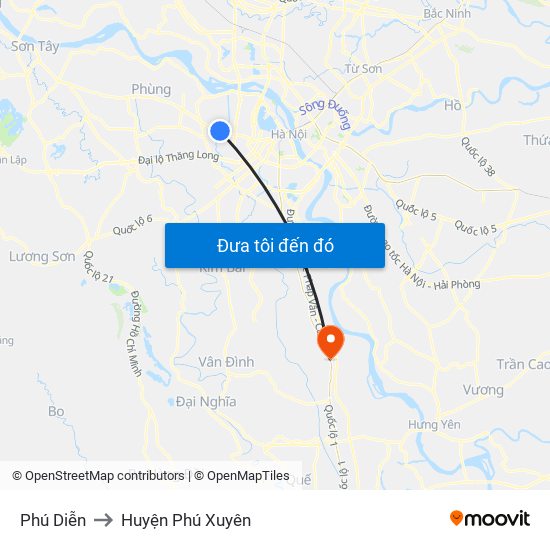 Phú Diễn to Huyện Phú Xuyên map