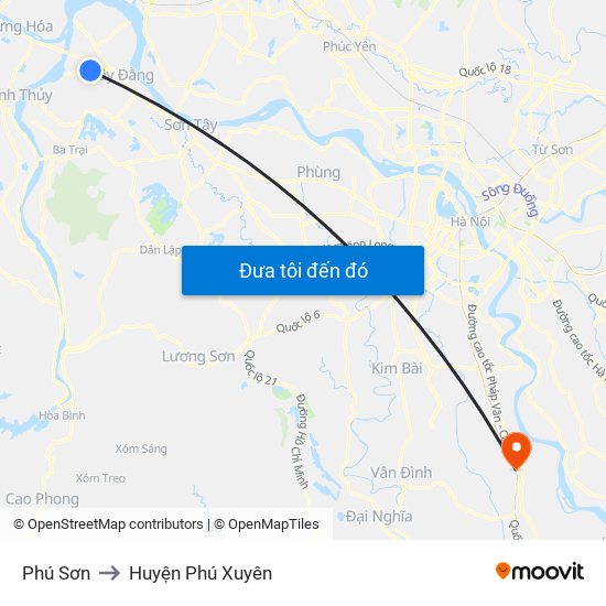 Phú Sơn to Huyện Phú Xuyên map
