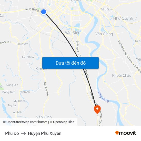 Phú Đô to Huyện Phú Xuyên map