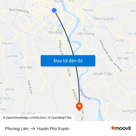 Phương Liên to Huyện Phú Xuyên map