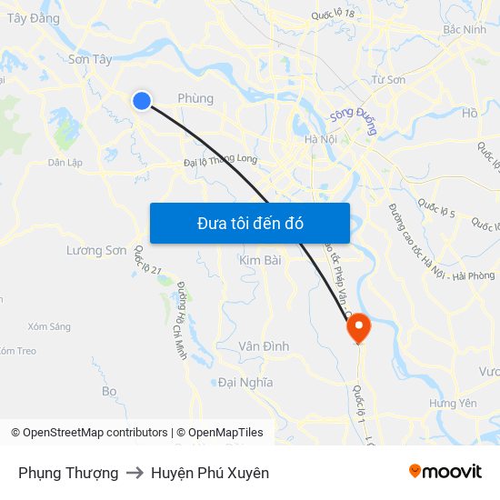 Phụng Thượng to Huyện Phú Xuyên map
