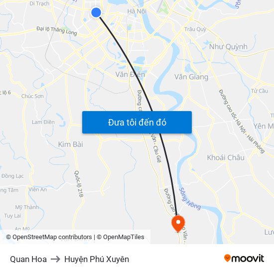 Quan Hoa to Huyện Phú Xuyên map