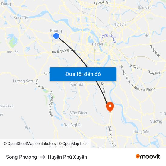 Song Phượng to Huyện Phú Xuyên map