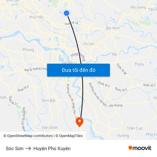 Sóc Sơn to Huyện Phú Xuyên map