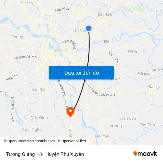 Tương Giang to Huyện Phú Xuyên map