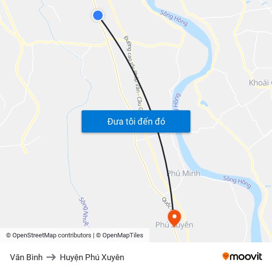 Văn Bình to Huyện Phú Xuyên map
