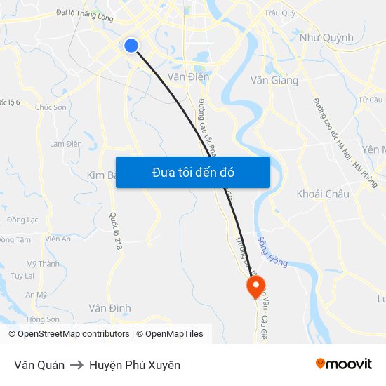 Văn Quán to Huyện Phú Xuyên map