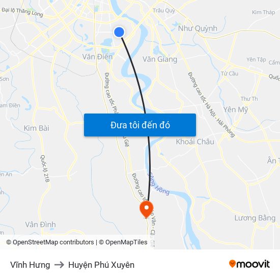 Vĩnh Hưng to Huyện Phú Xuyên map