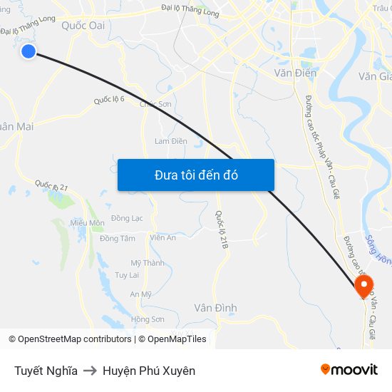 Tuyết Nghĩa to Huyện Phú Xuyên map