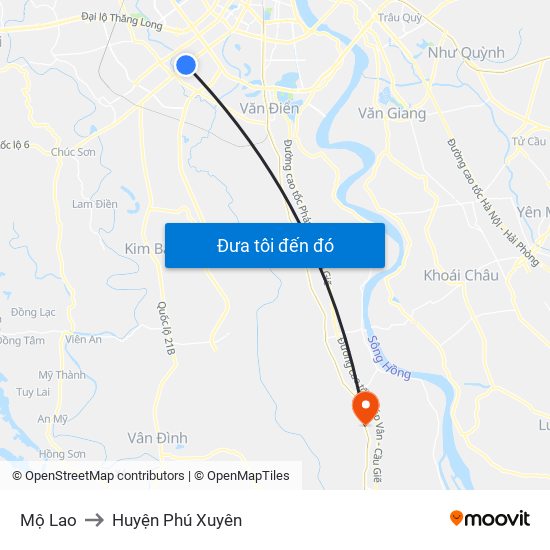 Mộ Lao to Huyện Phú Xuyên map