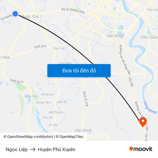 Ngọc Liệp to Huyện Phú Xuyên map