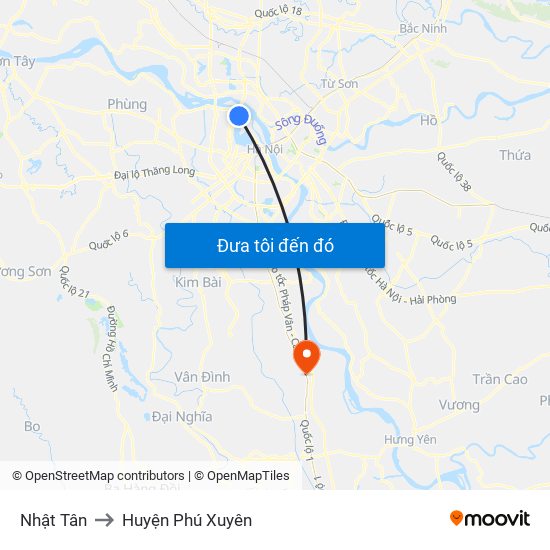 Nhật Tân to Huyện Phú Xuyên map
