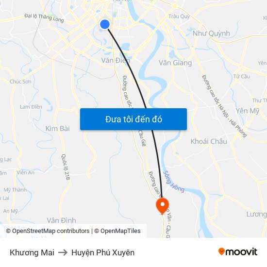 Khương Mai to Huyện Phú Xuyên map