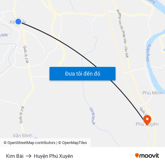 Kim Bài to Huyện Phú Xuyên map