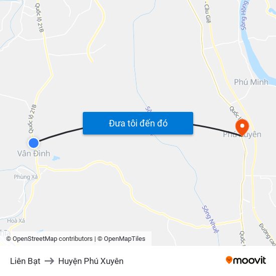 Liên Bạt to Huyện Phú Xuyên map