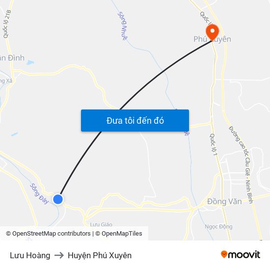 Lưu Hoàng to Huyện Phú Xuyên map