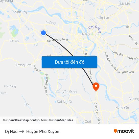 Dị Nậu to Huyện Phú Xuyên map