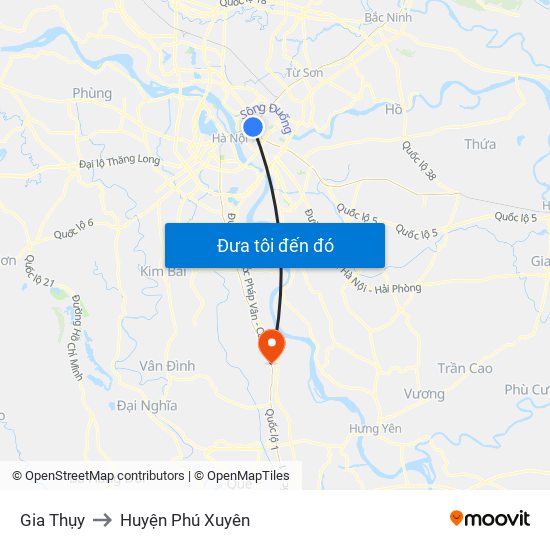 Gia Thụy to Huyện Phú Xuyên map