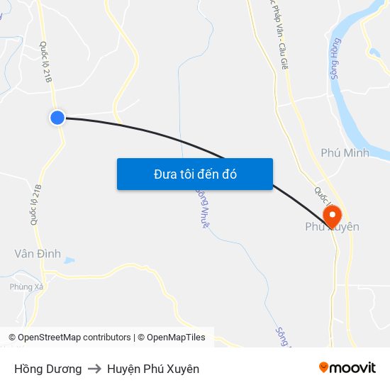 Hồng Dương to Huyện Phú Xuyên map