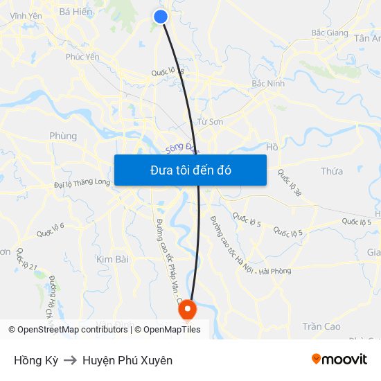 Hồng Kỳ to Huyện Phú Xuyên map