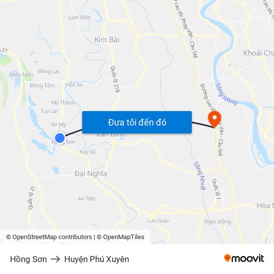 Hồng Sơn to Huyện Phú Xuyên map