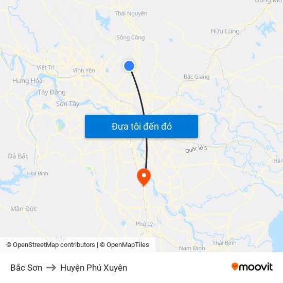 Bắc Sơn to Huyện Phú Xuyên map