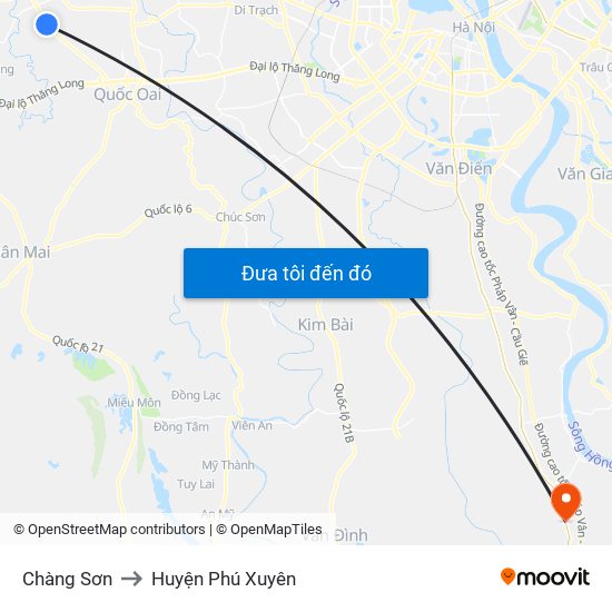 Chàng Sơn to Huyện Phú Xuyên map
