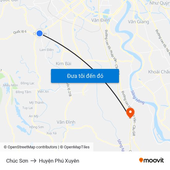 Chúc Sơn to Huyện Phú Xuyên map