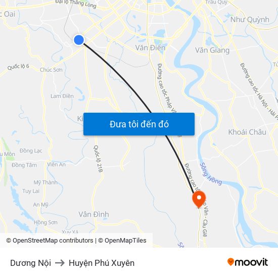 Dương Nội to Huyện Phú Xuyên map