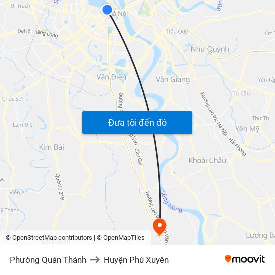 Phường Quán Thánh to Huyện Phú Xuyên map