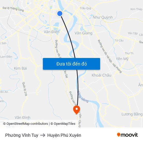 Phường Vĩnh Tuy to Huyện Phú Xuyên map