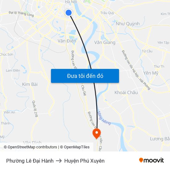 Phường Lê Đại Hành to Huyện Phú Xuyên map