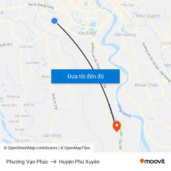 Phường Vạn Phúc to Huyện Phú Xuyên map
