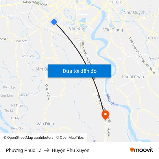 Phường Phúc La to Huyện Phú Xuyên map