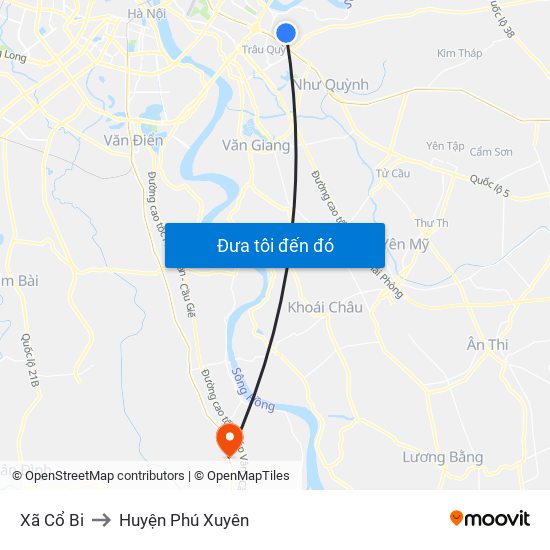 Xã Cổ Bi to Huyện Phú Xuyên map