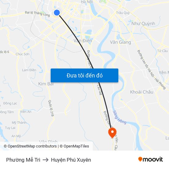 Phường Mễ Trì to Huyện Phú Xuyên map