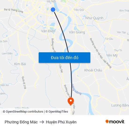 Phường Đống Mác to Huyện Phú Xuyên map