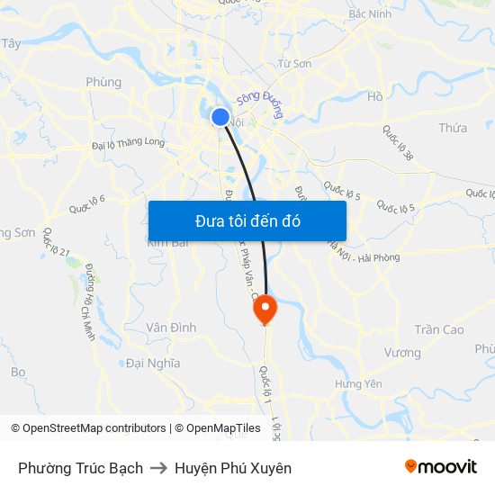 Phường Trúc Bạch to Huyện Phú Xuyên map