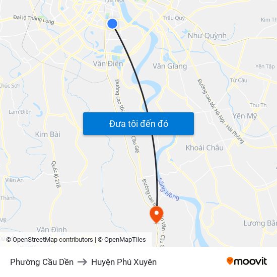 Phường Cầu Dền to Huyện Phú Xuyên map