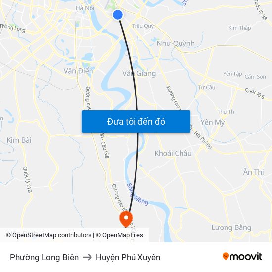 Phường Long Biên to Huyện Phú Xuyên map