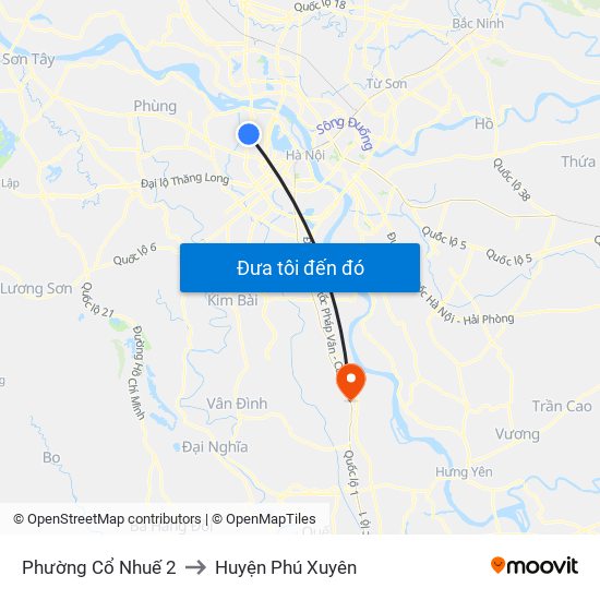 Phường Cổ Nhuế 2 to Huyện Phú Xuyên map