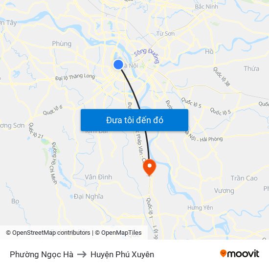 Phường Ngọc Hà to Huyện Phú Xuyên map