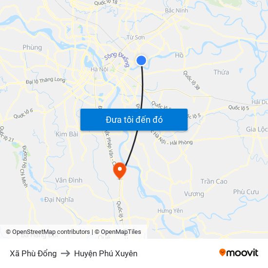 Xã Phù Đổng to Huyện Phú Xuyên map