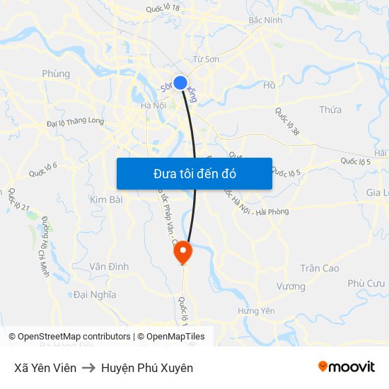 Xã Yên Viên to Huyện Phú Xuyên map