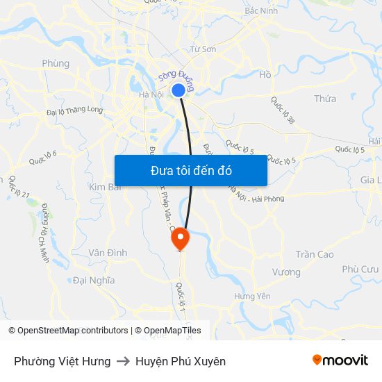 Phường Việt Hưng to Huyện Phú Xuyên map