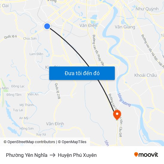 Phường Yên Nghĩa to Huyện Phú Xuyên map
