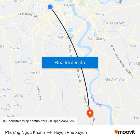Phường Ngọc Khánh to Huyện Phú Xuyên map
