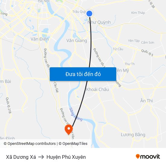 Xã Dương Xá to Huyện Phú Xuyên map