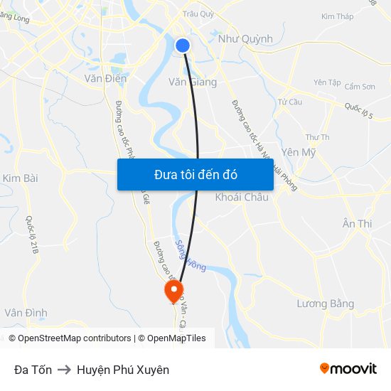 Đa Tốn to Huyện Phú Xuyên map
