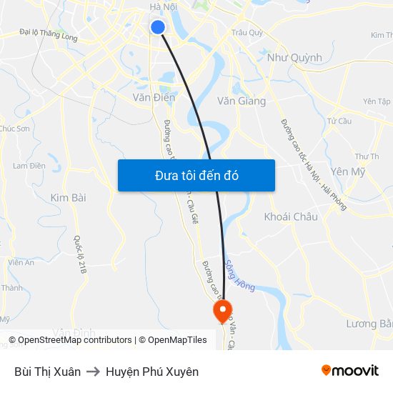 Bùi Thị Xuân to Huyện Phú Xuyên map
